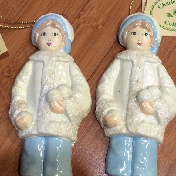 2 Snowball Child Charlee McGee Collectibles Clay Christmas Tree Ornaments 1982 - Picture 6 of 6